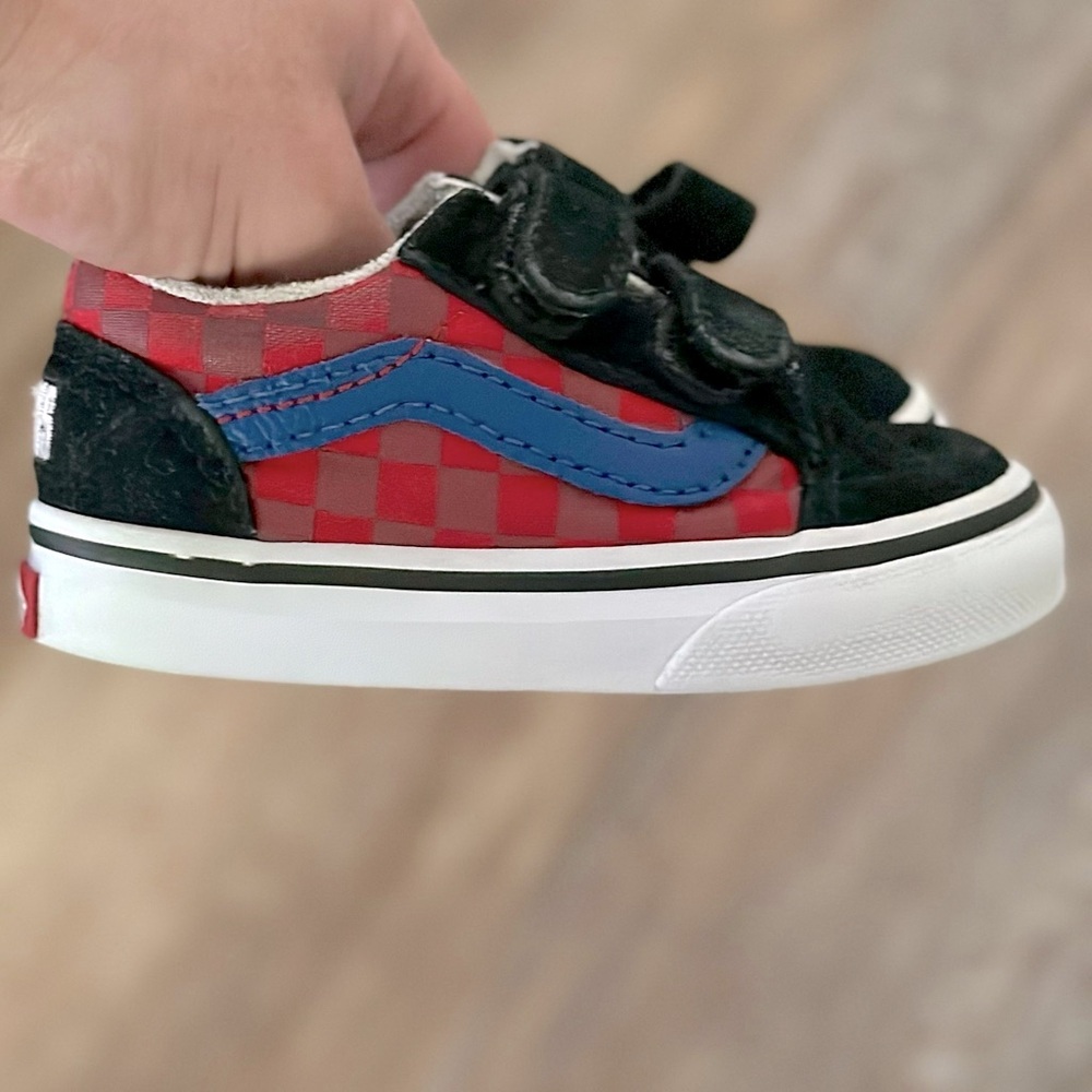 Vans Old Skool V Checkerboard Blue Red Yellow Striped